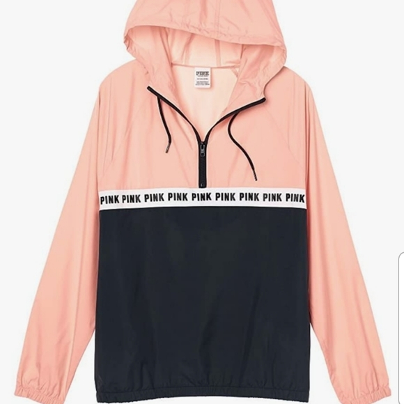 Pink Victorias Secret Anorak Windbreaker Quarter Zip Jacket XS/S - Picture 1 of 11